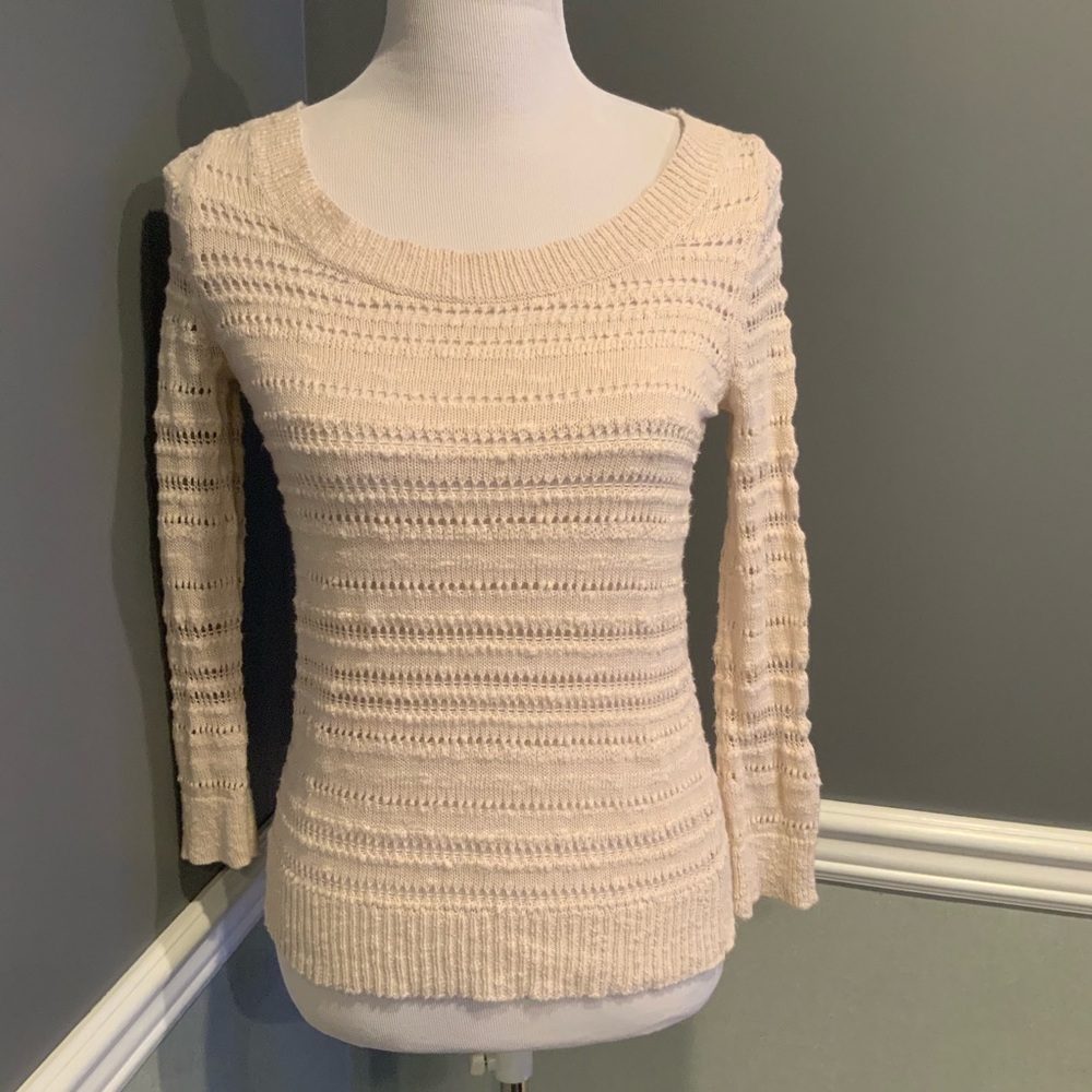 Loft ivory sweater 3/4 sleeve
